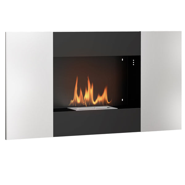 prezzo Camino a Bioetanolo da Parete Capacità 0,9L 100x15x54 cm Nero e Argento