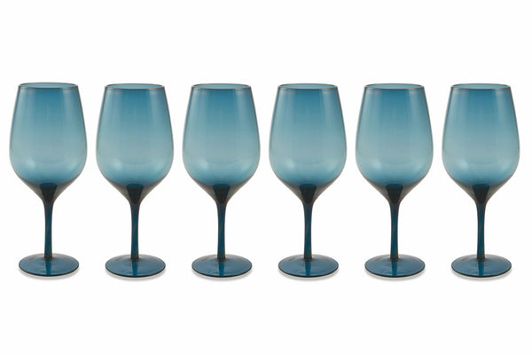 Set 6 Calici Ø7x25 cm in Vetro Villa d'Este Home Tivoli Happy Hour Blu sconto