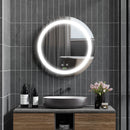 Specchio Bagno Rotondo 50cm Luce LED Regolabile Funzione Anti Appannamento   