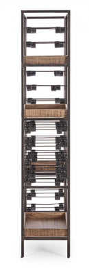 Mobile Cantinetta Portabottiglie 86x35x180 cm in Acciaio e Legno