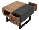 Tavolo da Caffé Quadrato Mumbai 60x60x43 cm in Legno di Acacia e in Ferro Marrone e Nero