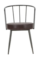 Poltrona Iron Line 52x58x75 cm in Ferro e Spugna e PU Marrone e Grigio