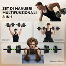 Set Bilanciere con Pesi 3 in 1 da 16 Dischi 140x20x20 cm con Impugnatura Antiscivolo Verde      
