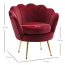 Poltrona Imbottita 76x67x74 cm in Tessuto Vellutato Rosso