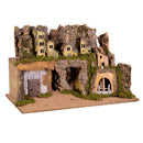 Presepe con Case Luci e Macina Elettrica in Legno 58x40x34cm