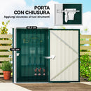 Casetta Box da Giardino Porta Attrezzi 100x104x160 cm con Porta a Battente in Acciaio Galvanizzato Verde      