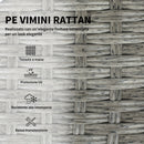 Set 6 Pezzi da Esterno con Divano 2 Sedie Tavolino con Piano in Vetro e 2 Pouf in Rattan Grigio Scuro      