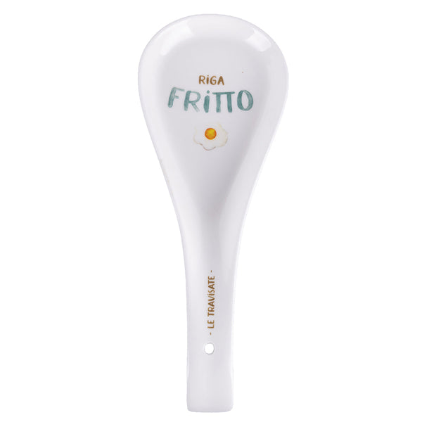 Poggiamestolo Fritto 26,5x10x3 cm in New Bone China VdE Tivoli 1996 Le Travisate Bianco sconto