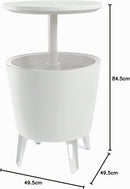 Tavolino Termico Piano Rialzabile Ø49,5 cm in Resina Keter Cool Bar Bianco