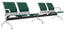 Panca per Sala Attesa 4 Posti da Ufficio con Cuscino e Tavolino in Acciaio e Similpelle Argento/Verde