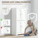 Credenza da Cucina 60x30x110 cm con 2 Armadietti 4 Ante 2 Ripiani Regolabili in Legno Bianco      