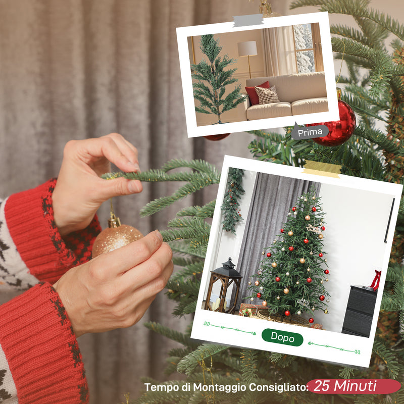 Albero di Natale Artificiale 180 cm 1814 Rami Realistici con Base in Metallo Verde      