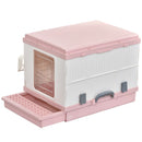 Lettiera per Gatti Portatile con Vassoio Estraibile e Accessori  Rosa e Bianca