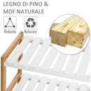 Scarpiera 3 Ripiani in MDF e Legno di Mabù 70x26x57,5 cm  Bianca