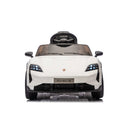 Macchina Elettrica per Bambini Porsche Taycan Turbo S 12V con Telecomando Bluetooth Luci LED e Tappetini Bianco