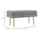 Panca Fondo Letto con Spazio Portaoggetti 79.5x37.5x43 cm in Acciaio e Poliestere Grigia