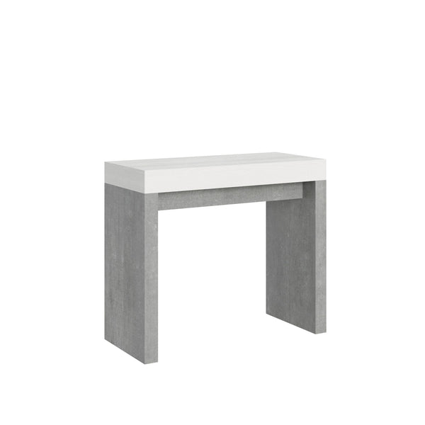 sconto Consolle Allungabile 90-196x40x77 cm in Nobilitato Bianco e Grigio