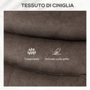 Poltrona Alzapersona Reclinabile Massaggiante e Riscaldante 93x101x102 cm in Tessuto Effetto Velluto Marrone Scuro   
