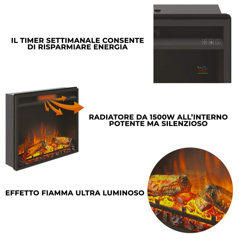 Camino Elettrico da Pavimento Effetto Fiamma 1500W Tagu Larsen Bianco