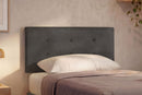 Letto 1 Piazza e Mezza con Rete Rivestita Microfibra Grigio Tessis Testata Button Varie Misure