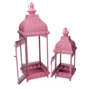 Set 2 Lanterna in metallo rosa cm 20,5x20,5xh60