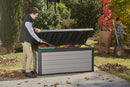Baule Cassapanca da Esterno 151x72,5x70 cm in Resina Effetto Legno Keter Denali Grigio