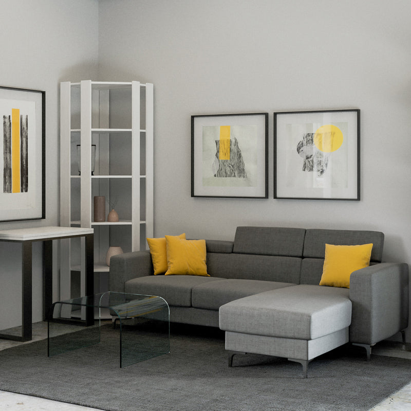 Libreria Angolare Moderna 5 Ripiani 60,3x60,3x205 cm in nobilitato Bianco