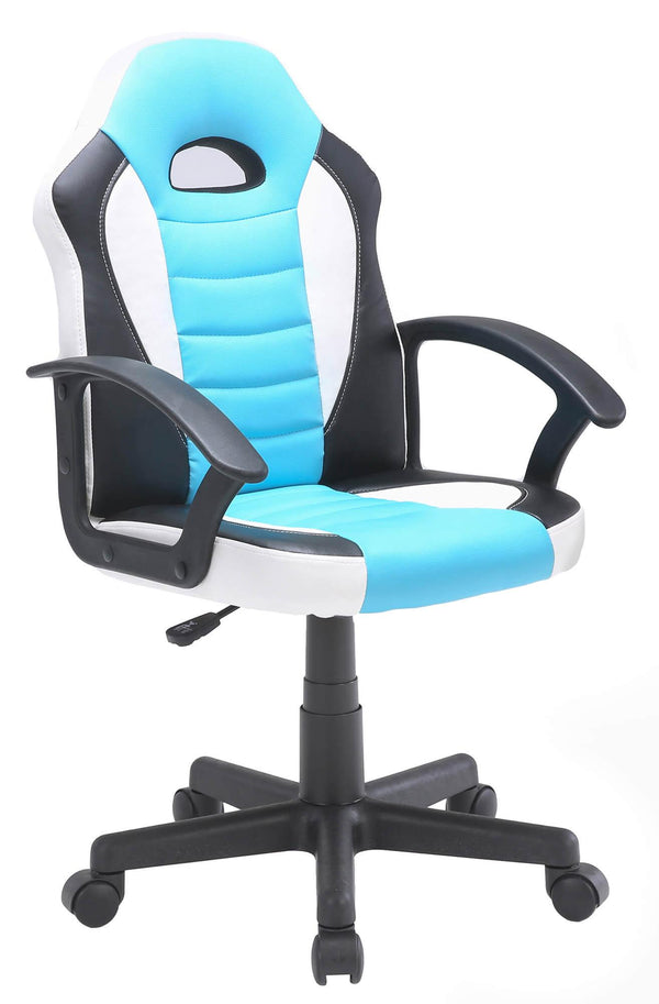 Sedia da Gaming Ergonomica per Bambini 55x56x99,5 cm in Similpelle Bianca e Azzurra acquista