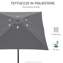 Ombrellone da Giardino 2x3 m Palo Ø38 mm in Alluminio e Poliestere Grigio