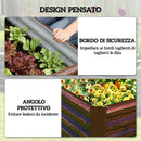 Letto per Orto Rialzato 180x90x57,5 cm con Fondo Aperto e Bordi Arrotondati in Acciaio Zincato Marrone Scuro      