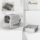 Lettiera per Gatti Chiusa 60,4x40,4x41,8 cm con Coperchio 2 Ingressi Paletta e Sacchetto Deodorante in Acciaio Inox e PP Grigio Chiaro      
