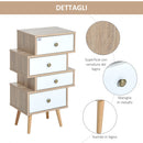 Cassettiera in Legno Stile Nordico Legno e Bianco 47x29.5x81 cm 