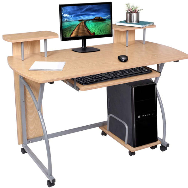 prezzo Scrivania Tavolo con Porta Tastiera Coputer e Ripiani Metallo e Legno Quercia