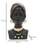 Statua Donna Masai 19x30x18,5 cm in Poliresina Nero/Oro