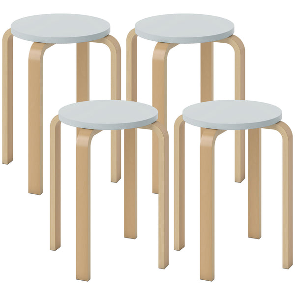 Set 4 Sgabelli Rotondi e Impilabili Ø40x45 cm in Legno Grigio sconto