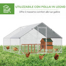 Pollaio Gabbia per Galline da Esterno 3x8x2m Telaio Zincato Argento