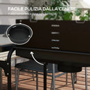 Barbecue a Carbonella 3 Ripiani e Vassoio 103x47x95 cm in Metallo Legno Nera