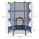 Trampolino Elastico per Bambini da 3 Anni Ø140 cm con Rete di Protezione Blu e Nero 