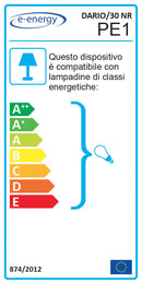 Plafoniera 1xE27 Ganci Cromo Vetro Lastra Bianco-Nero E-Energy Dario