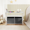 Panca Porta 3 in 1 Giochi per Bambini 3-6 Anni Convertibile in Tavolo e Sedia con 2 Contenitori in MDF Bianco      