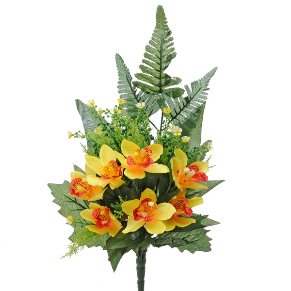prezzo Set 4 Bouquet Artificiali Frontale di Orchidee Altezza 51 cm Giallo