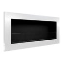 Camino A Bioetanolo da Parete o Incasso 90x12x40 cm Con Vetro Livorno Bianco      