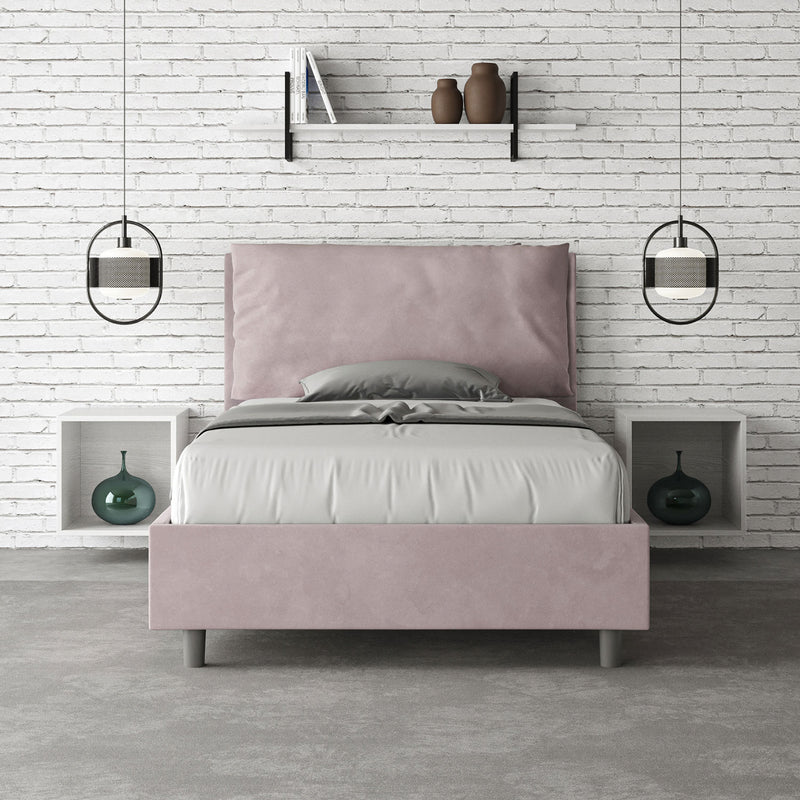 Letto 1 Piazza E Mezzo Imbottito in Microfibra Antea Large Glicine Varie Misure