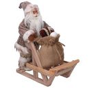 Babbo natale in tessuto con slitta marrone cm xh30