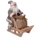 Babbo natale in tessuto con slitta marrone cm xh30
