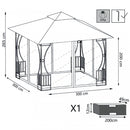Gazebo Hogan 3x3x265 h m in Acciaio e Poliestere Ecrù