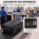 Valigia Rigida Grande 116 L 77x50x33 cm Espandibile con 4 Ruote e Lucchetto TSA in ABS Nero      
