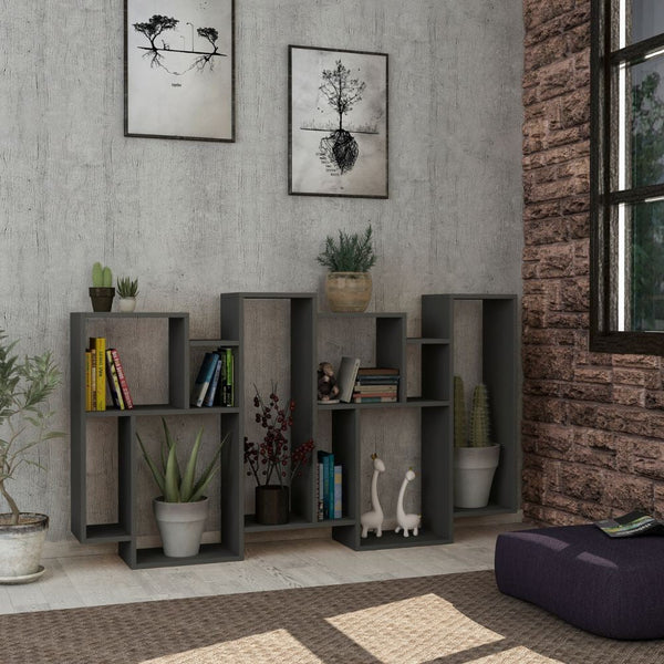 prezzo Libreria Moderna 96x25,5x168,5 cm in MDF Karmato Antracite