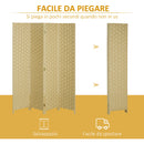 Paravento Separè 4 Ante H170 cm in Legno Marrone