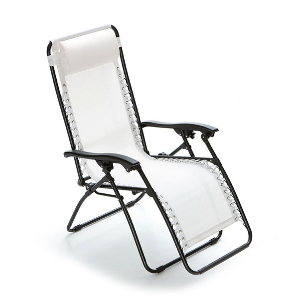 Sedia Sdraio Zero Gravity Reclinabile Pieghevole in Acciaio e Textilene Taddei Gran Relax Bianca sconto